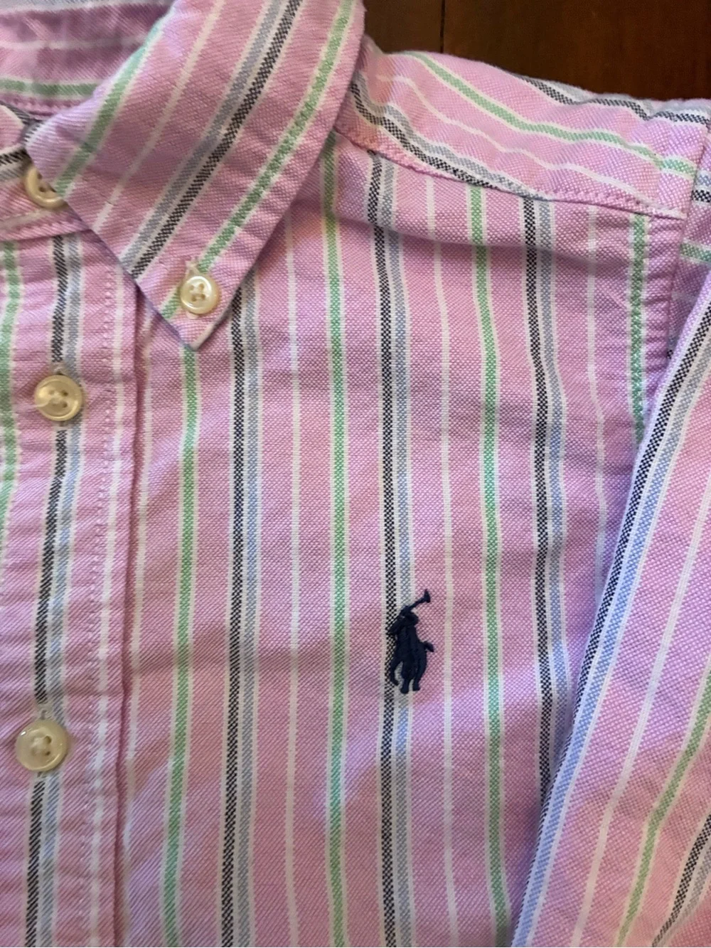 Ralph Lauren Pink & Green Striped Button-Down Oxford Shirt for Boys size 4T